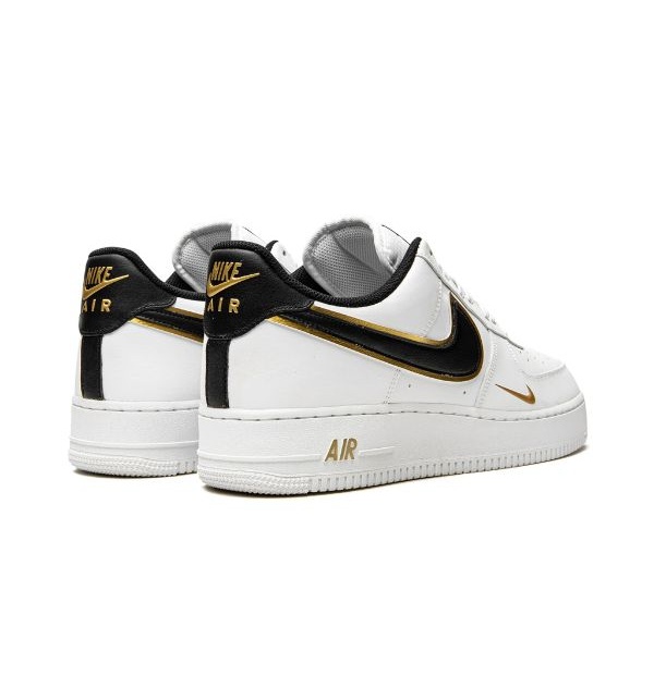 Nike Air Force 1 ’07 LV8 ‘Double Swoosh’ – White-Black-Gold - Image 2