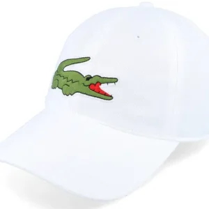 Lacoste Big Crocodile Adjustable White Cotton Cap