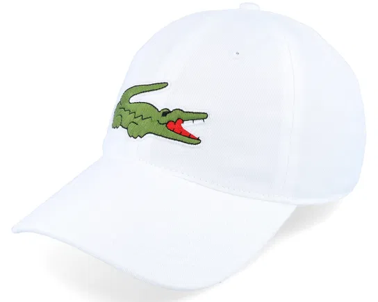 Lacoste Big Crocodile Adjustable White Cotton Cap
