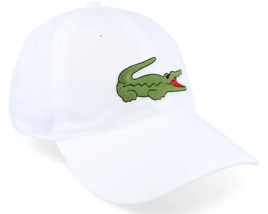 Lacoste Big Crocodile Adjustable White Cotton Cap - Image 2