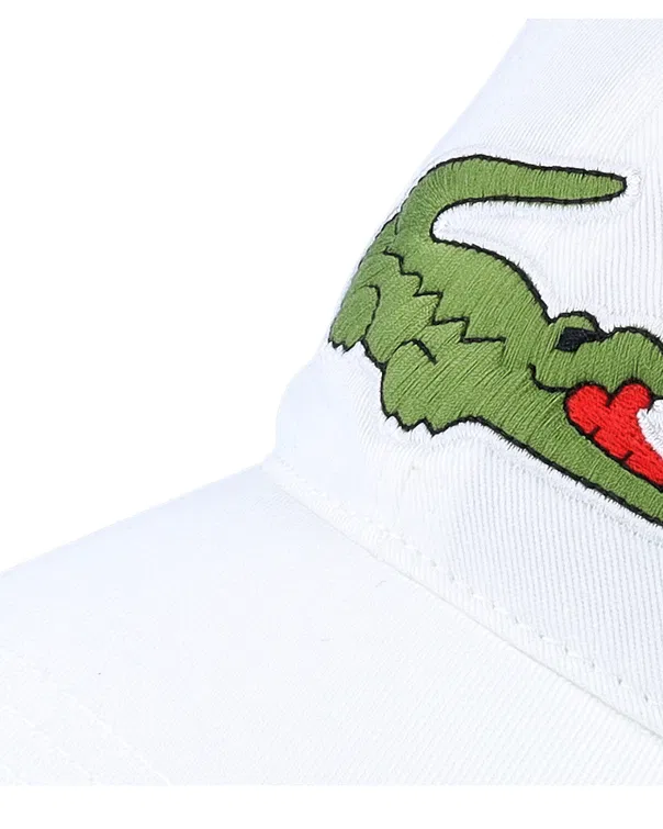 Lacoste Big Crocodile Adjustable White Cotton Cap - Image 6