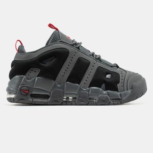Nike Air More Uptempo Low “Dark Grey, Black & Light Crimson” Sneakers